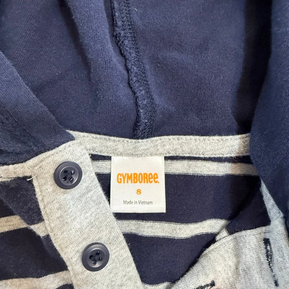 Gymboree kids navy blue grey yellow kids‎ hooded shirt size 8